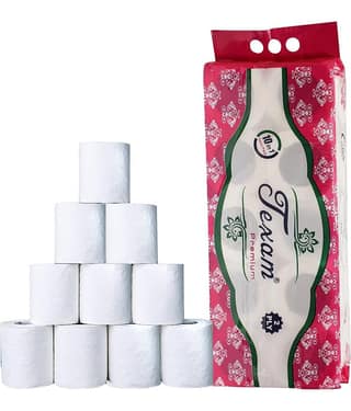 Texam 2 Ply Soft And Highly Absorbent Toilet Tissue Paper | 100% Natural Virgin Cellulose Fiber - Pack of 10 (210 Pulls Per Roll, 2100 Sheets)