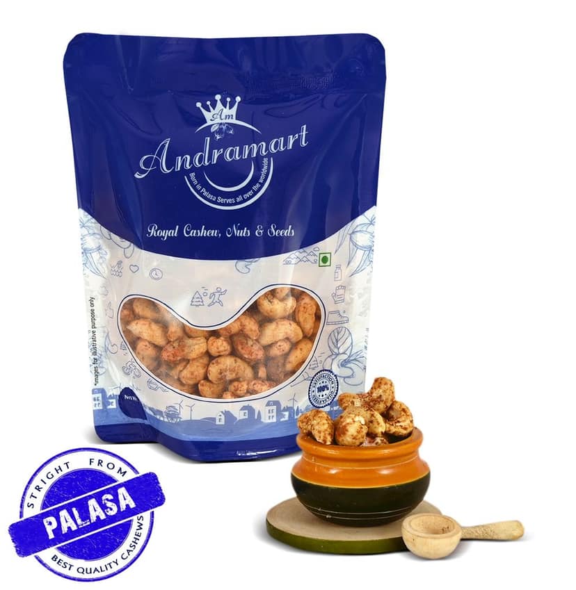AndraMart Solitaire Magic Masala Cashews 1 Kg | 4x250 gms | Kaju | Munthiri | Masala Kaju