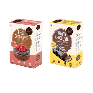 INDULGENCE No Maida Ragi Chocolate Cake Mix and Vegan Chocolate Cake Mix Combo Pack 500 Gms