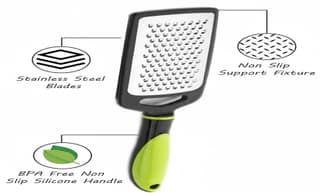 Dark Wolf Stainless Steel Cheese Grater with Handle Fine Zester for Cheese Lemon Garlic Ginger Chocolate Green