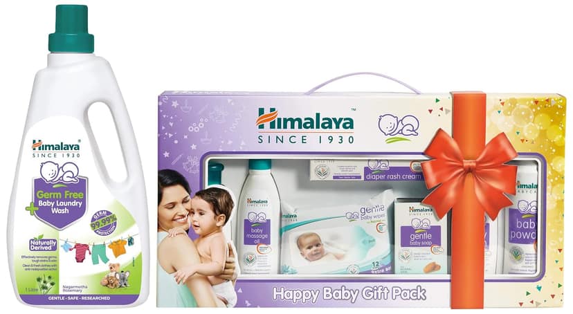 Himalaya Baby Gift Pack Series,Pack of 1 Set,White & Himalaya Germ Free Baby Laundry Wash 1 L Bottle Himalaya Baby Gift Pack Series,Pack of 1 Set,White & Himalaya Germ Free Baby Laundry Wash 1 L Bottle - White / Pack of 7