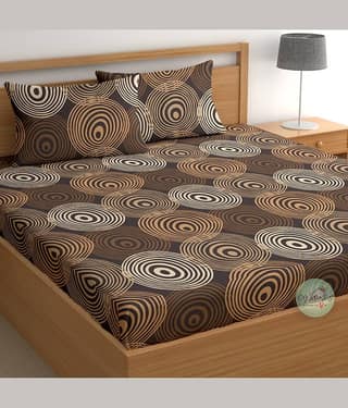 CG HOMES Cotton 1 Double Bedsheet with 2 Pillow Covers ( Brown )