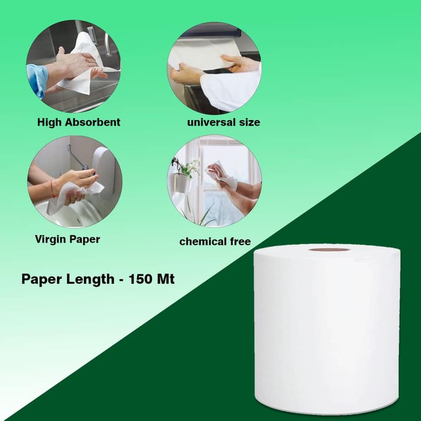 Biogreen || Hard roll paper towel (HRT) || Fast drying || Highly absorbent || 150 Meters per roll - pack of 12 view 2