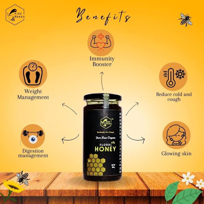 BeeReady Ajwain Flora Premium Honey Pure Unadulterated Unprocessed (300g) view 2