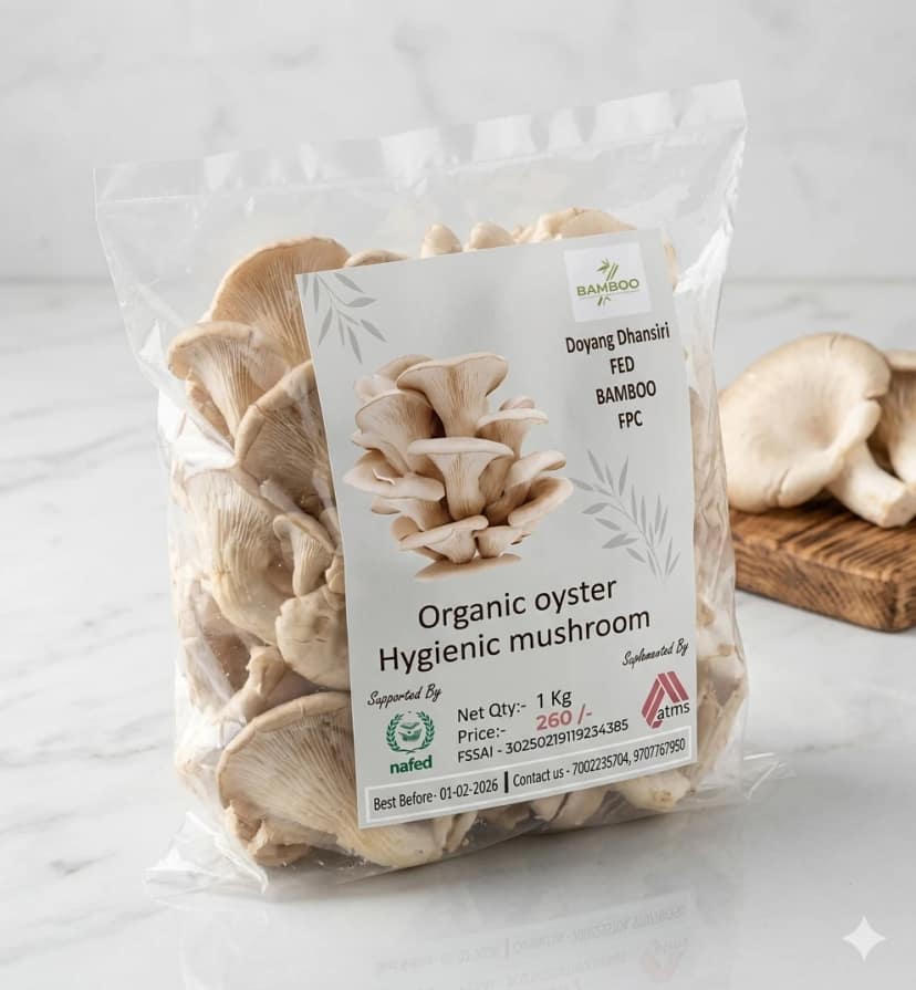 Doyang Dhansiri Fed Bamboo FPC Organic Oyster Mushroom – 1kg | Fresh & Hygienic Cultivation view 2