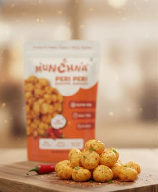 Munchna – Roasted Makhana Peri Peri | Crunchy, Protein-Rich, Low-Calorie, Gluten-Free, Premium Quality | 50 Gram