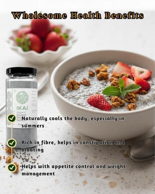 Organic Sweet Basil Seeds | Sabja | Customised for Vitality | High Protein | 100g view 2