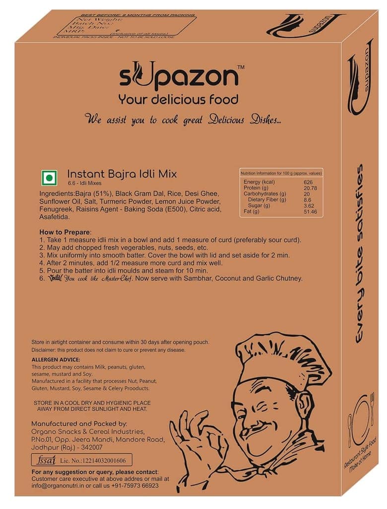 sUpazon Instant Idli Mix, 400g (Bajra Idli) view 2