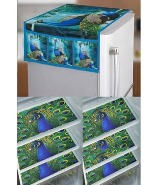Crosmo PVC Birds Fridge Mat & Cover ( 99 53 ) Pack of 7 - Multicolor