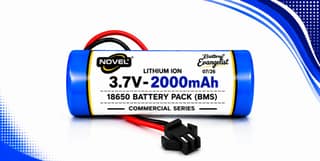 NOVEL 3.7V 18650 LITHIUM ION SM PIN BATTERY WITH CHARGING CABLE- 2000mAh