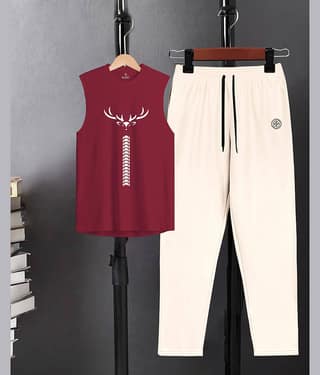ENITOR Maroon Cotton Blend Relaxed Fit Men's Tracksuit ( Pack of 1 )