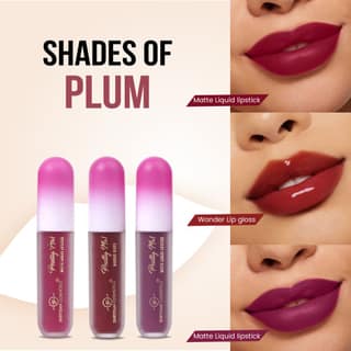 Shryoan Pretty Me! 2 Liquid Lipstick & 1 Lip Gloss | Transfer Proof & Highly Pigmented| Waterproof & Smudge-Proof | Pack of 3 | 6ml (Shades of PLUM)