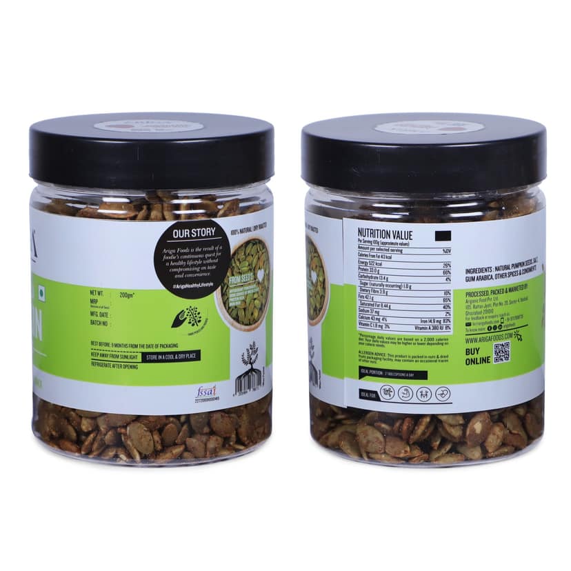 Ariga Foods Indian Masala Roasted Pumpkin Seeds (200 g) view 2