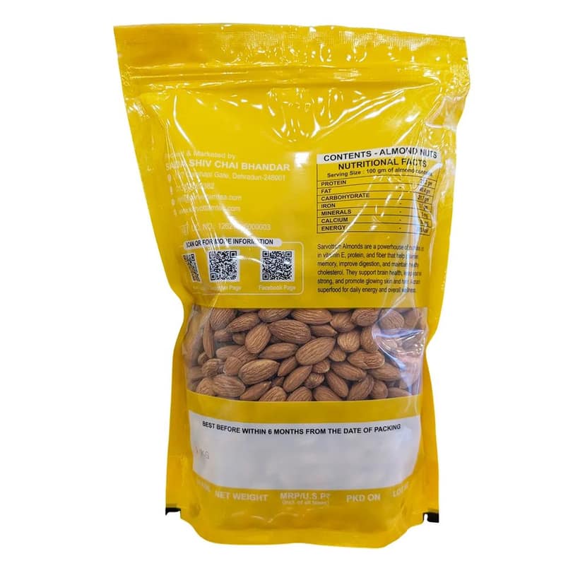 Sarvottam California Almonds | Premium Quality | High in Protein & Vitamin E | Pure Natural Dry Fruits for Healthy Snacking view 2
