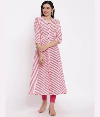 SAART BUNAAI - Pink Cotton Blend Women's A-line Kurti ( Pack of 1 )