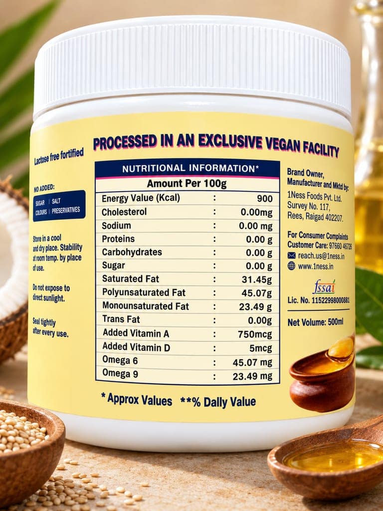 1Ness Vhee Plant-Based Ghee Alternative | Dairy-Free | Cholesterol-Free | Palm-Free | For Dal, Tadka, Paratha & Cooking | 500ml view 2