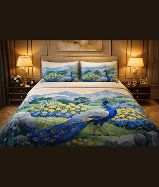 SWIZIER 7D Digital Print Blue Cotton 1 Double Bedsheet with 2 Pillow Covers ( 254 cm x 228 cm )