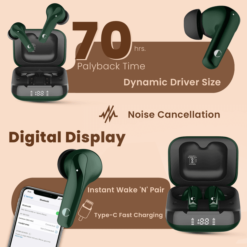Cellecor BroPods CB55 ACE TWS With 70 Hours Playtime, ENC, 5.3v Bluetooth view 2