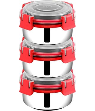 BOWLMAN Steel Red Food Container ( Set of 2 )