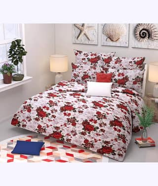 Decent Home Poly Cotton Double Bedsheet ( White )
