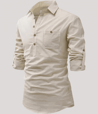Life Roads Beige Cotton Men's Shirt Style Kurta ( Pack of 1 )