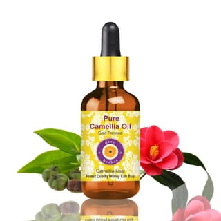 Deve Herbes Pure Camellia Oil (Camellia kissi) with Glass Dropper | Cold Pressed | Natural | Undiluted | For Diluting Essential Oils | For Hair, Skin & Massage | Men & Women | 15ml Deve Herbes Pure Camellia Oil (Camellia kissi) with Glass Dropper | Cold