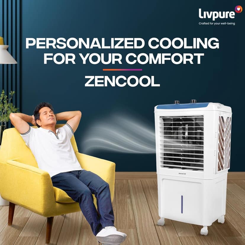 Livpure Zencool 48L Personal Air Cooler with Anti-Bacterial Honeycomb Pads view 2