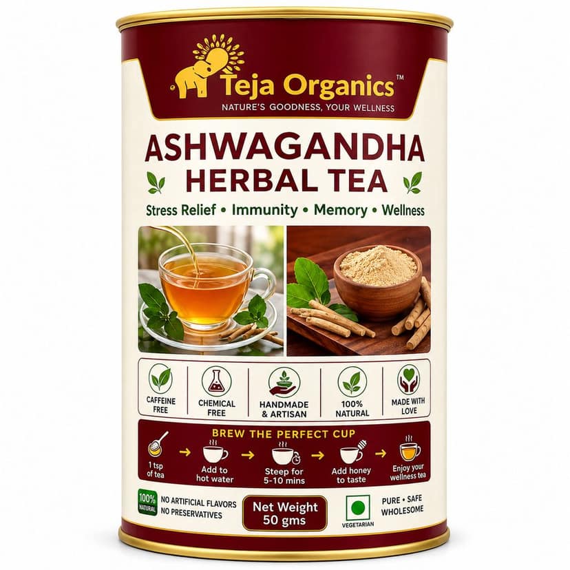 Ashwagandha Herbal Tea 50 gm | Supports Stress Relief, Immunity, Memory and Welleness
