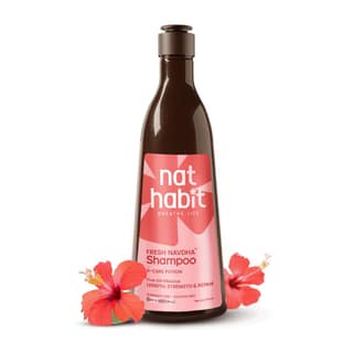 Nat Habit Hibiscus Navdha Shampoo for Hair Growth, Fermented Soy Gentle Cleanser for Long Thick Hair | Natural Shampoo with Amla For Women & Men, Sulfate Free| 250ml Nat Habit Hibiscus Navdha Shampoo for Hair Growth, Fermented Soy Gentle Cleanser for Lon