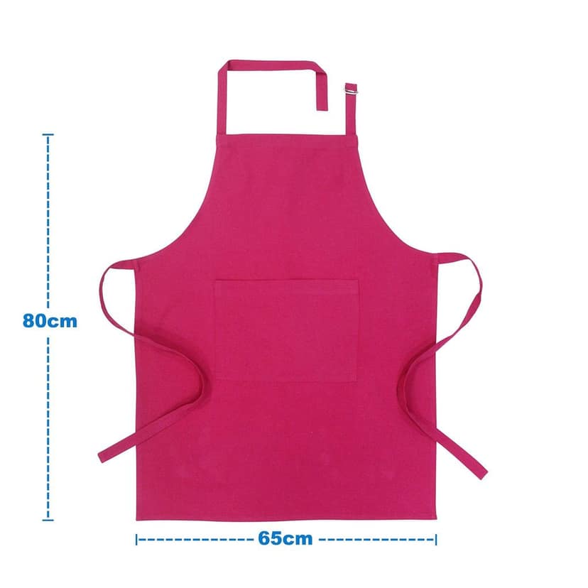 AIRWILL 100% Cotton Quality Plain/Solid Pattern Free Sized Apron (Pink, Pack of 1) view 2
