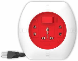 Fybros Fusion 2 Pin Extension Flex Box 5 Meter Power Cable with Indicator 3 Socket Extension Boards (White, Red, 5 m)
