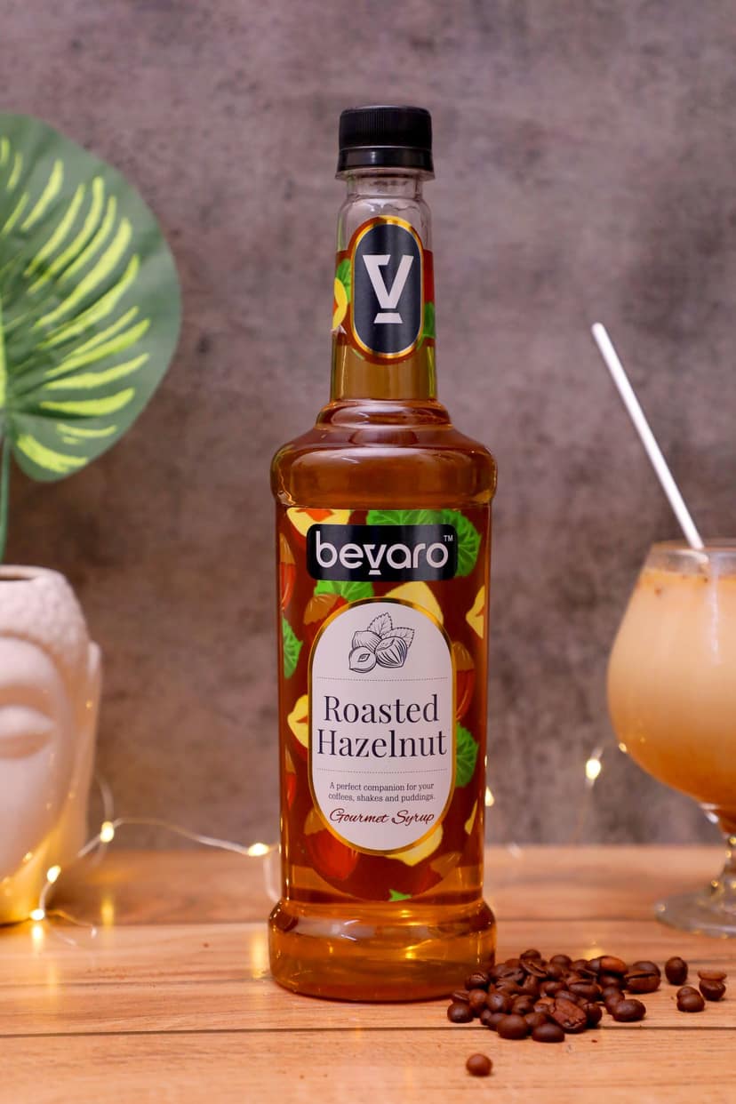 BEVARO Peach Ice Tea Syrup and Roasted Hazelnut Syrup Combo, 300ml each Roasted Hazelnut + Peach Ice Tea (600 ml, Pack of 2) view 2