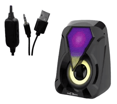 Multimedia Sound Bass Speakers with Colourful LED Modes System for PC Laptop 3 W Laptop/Desktop Speaker (Black, 2.0 Channel) view 2