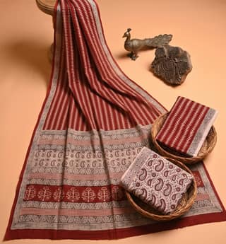 Handcrafted Bagh Print Cotton 3 Piece Suit Set