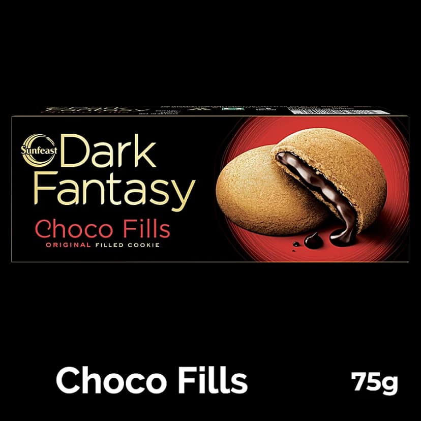 Sunfeast Dark Fantasy - Choco Fills, Original Filled Cookies With Choco Creme, 75 G Pouch