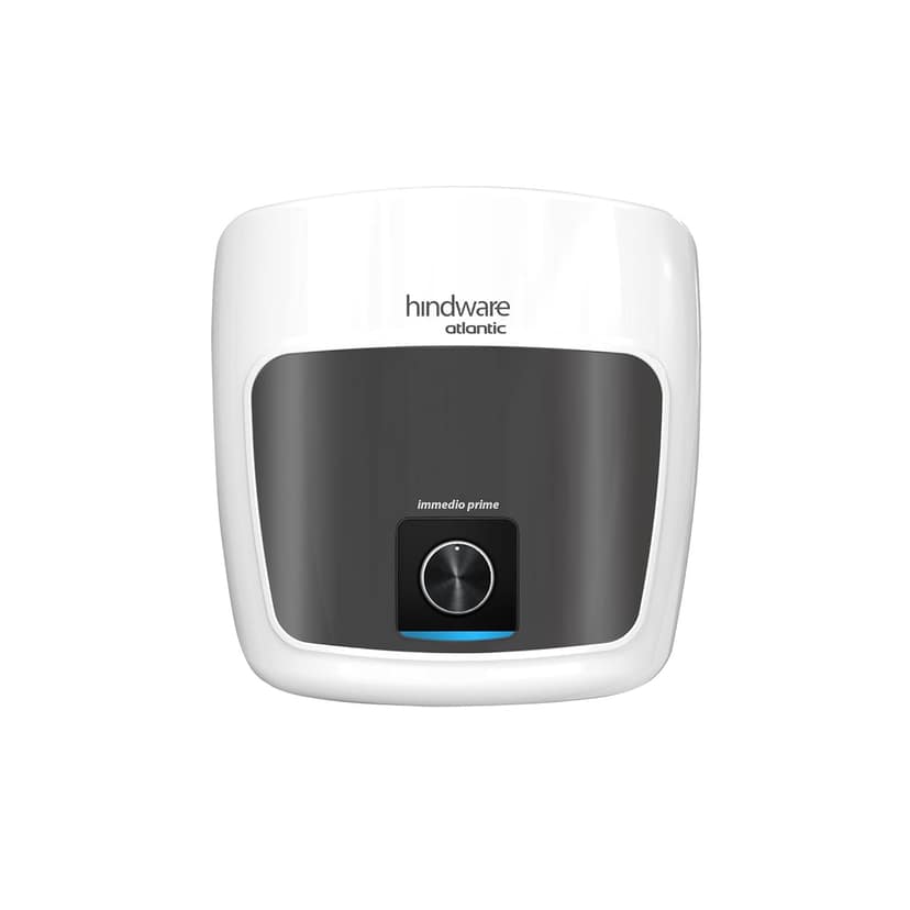 Hindware Smart Appliances Immedio Prime 25L Storage Water Geyser, 5 Star BEE Energy Rating, Glassline Tanked, Temperature Control Knob - White & Black