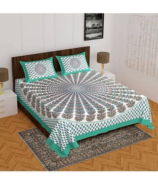Cosito Cotton 1 Double Bedsheet with 2 Pillow Covers ( Multicolor )
