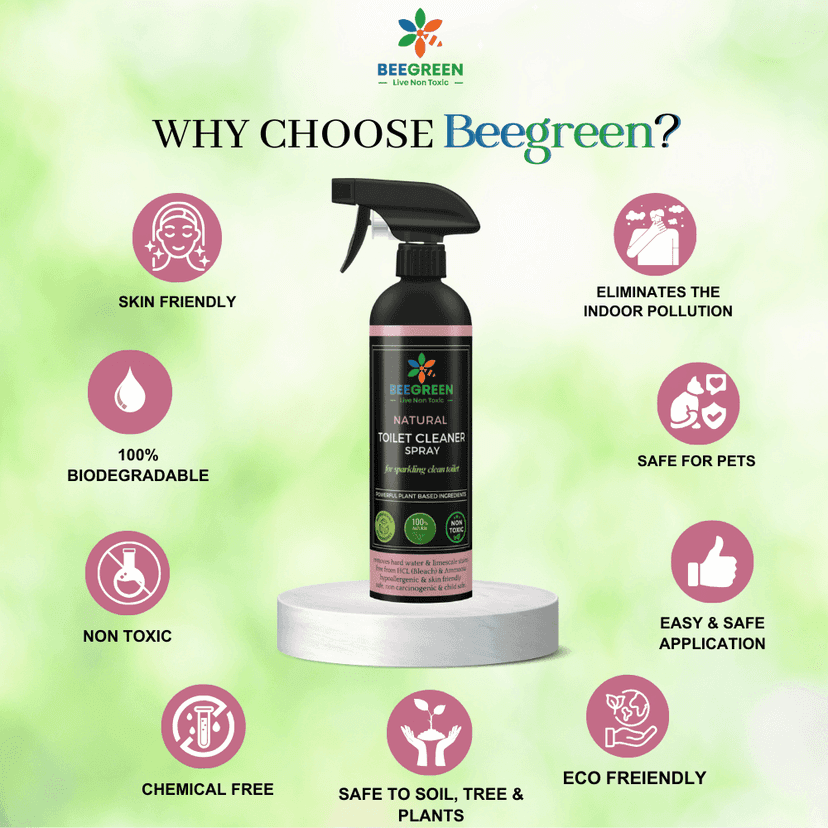 Beegreen Natural Toilet Cleaner Spray- 500 ml | Removal of Tough Stains & Bad Odor | Plant based Ingredients | Chemical Free | Sulphates & Paraben Free view 2