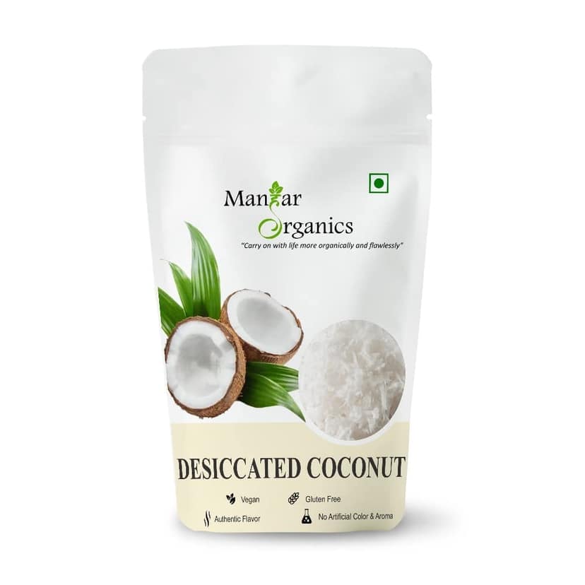 ManHar Organics Desiccated Coconut | Finely Grated & Natural Gari Powder | Ideal for Baking, Cooking & Indian Sweets – 125gm