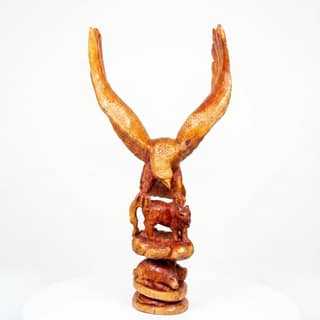 Hand-Carved Wooden Eagle Sculpture