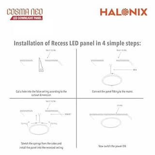 Polycarbonate 3 in 1 Color 15W Cosma Recess Led Panel Downlighter | Three Color- Cool White, Pearl White, Yellow | Switch Off-Switch On Home and Hall | Cut Out- 5.7 Inch| Pack of 1