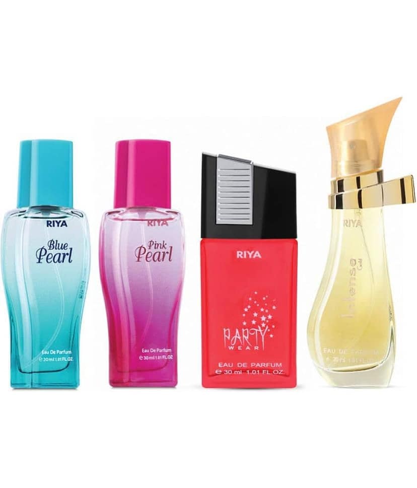 Riya Blue & pink Pearl, Party Wear, Intense Gold Eau De Parfum (EDP) For Unisex 120 ( Pack of 4 )