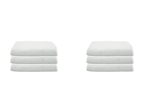 Gethitched Creations 100% Cotton 6 Pieces Solid White Hand & Face Towels or Napkins 375 GSM, 25 cm x 25 cm