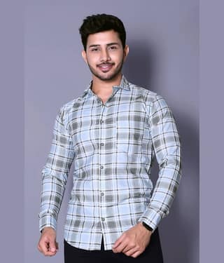MOUDLIN Cotton Blend Slim Fit Checks Full Sleeves Men's Casual Shirt - Beige ( Pack of 1 )