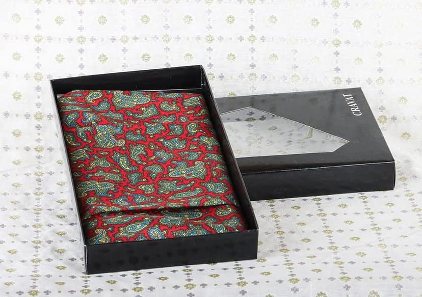 COTTAGE Handmade Silk Printed Carvet Necktie With Hanky for Men and Women, Pack of 1 (Multicolor) view 2