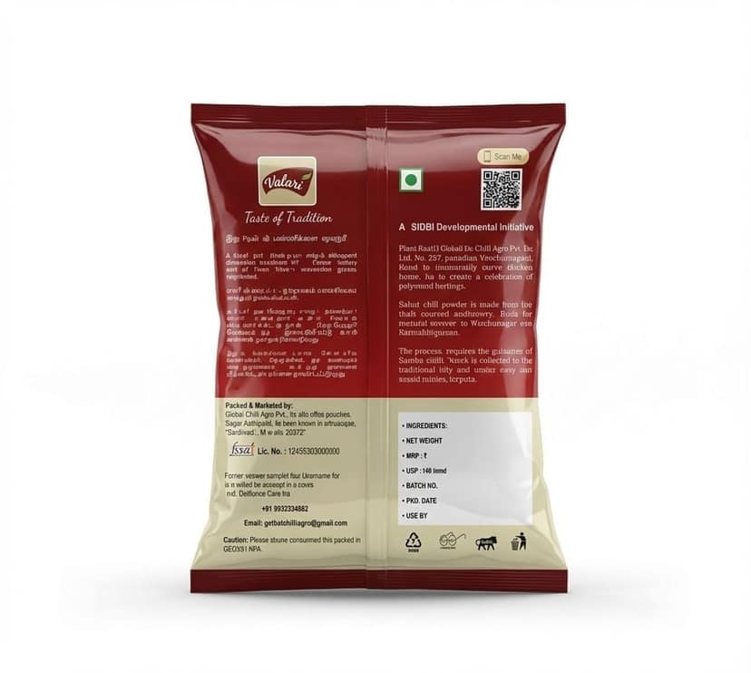 Valari Samba Chilli Powder , Red Hot Chilli Powder with No Added Flavours and Colours view 2