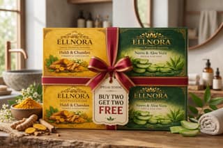 ELLNORA Ayurvedic Haldi Chandan & Neem Aloe Vera Soap ( Buy 2 Get 2 Free )