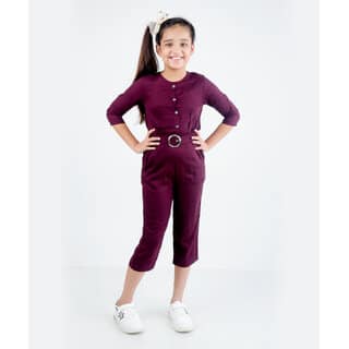 Kids Cave Solid Girls Jumpsuit