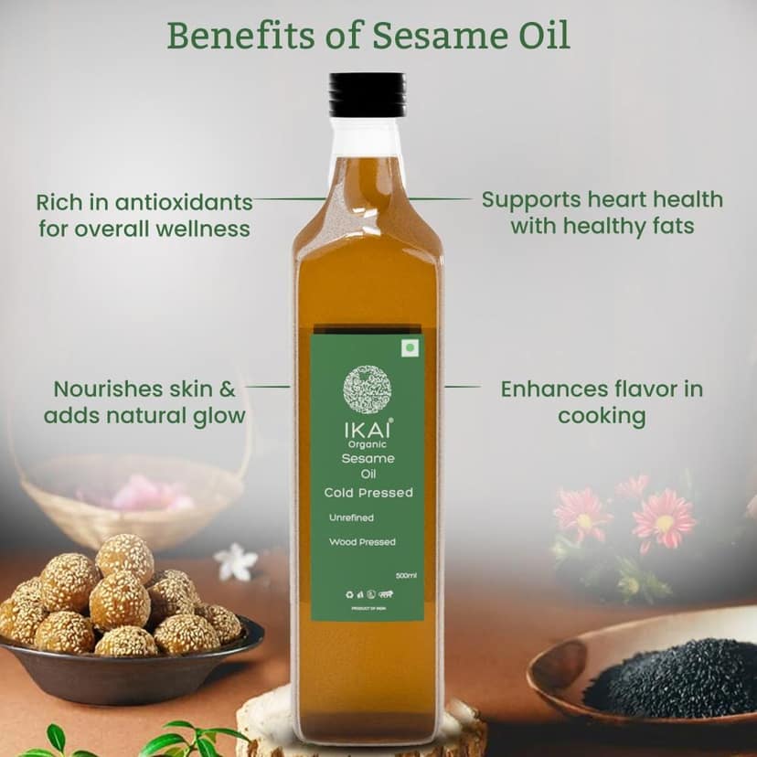 Organic Sesame Oil | Cold Pressed | Wood Pressed | Gingelly Oil | 500ml view 2