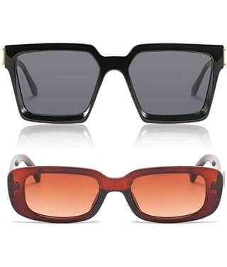 Kanny Devis - Black Rectangular Sunglasses ( Pack of 2 )
